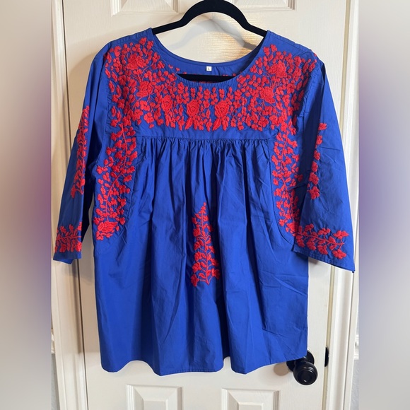 Spirit Dress SMU Saturday Blouse Embroidered Women's Top Size L - Picture 1 of 3